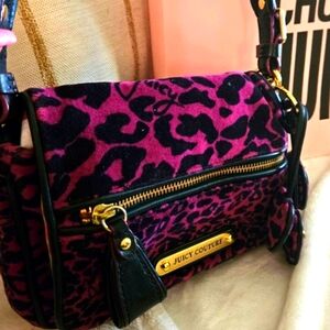 Juicy Couture Pink and Black Leopard Hobo Bag